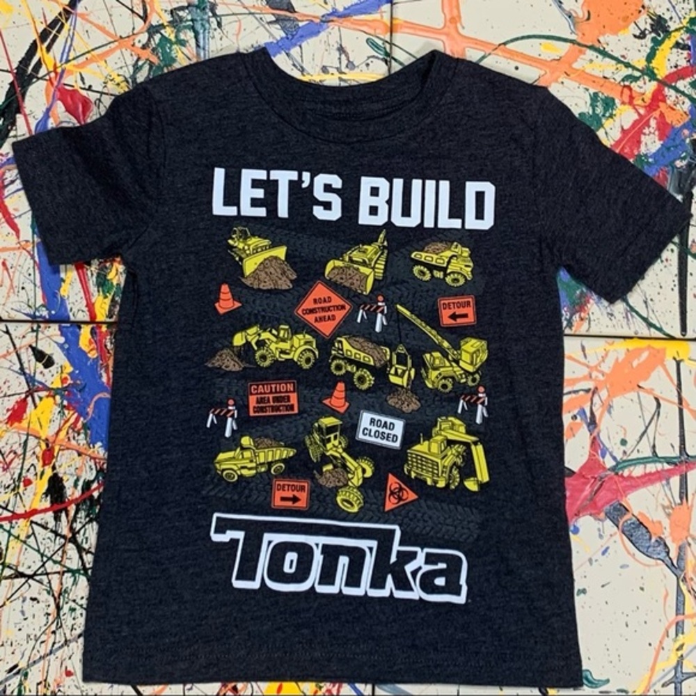 JUMPING BEANS heather black “Tonka” short sleeve tee shirt.